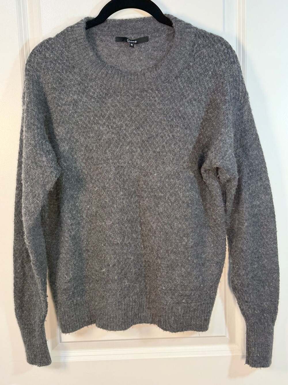 Quince Baby Alpaca Merino Wool Blend Crewneck Sweater Grey Size M